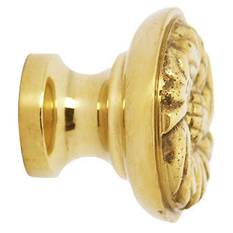 1 1/4 Inch Solid Brass Patterned Round Knob (Polished Brass Finish) COPPER MOUNTAIN HARDWARE