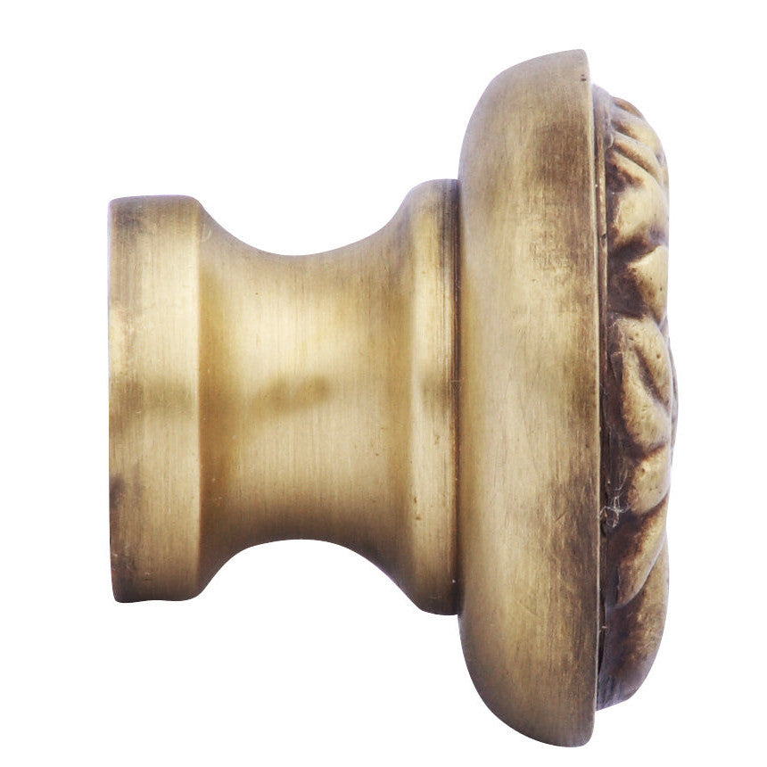 1 1/4 Inch Solid Brass Patterned Round Knob (Antique Brass Finish) COPPER MOUNTAIN HARDWARE