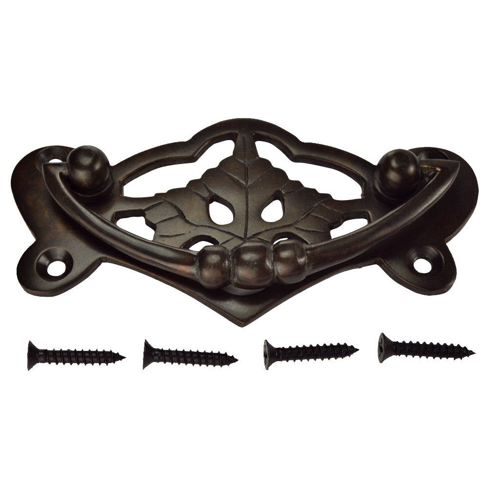 4 Inch Solid Brass Ornate Broken Leaf Bail Pull  (Oil Rubbed Bronze) COPPER MOUNTAIN HARDWARE