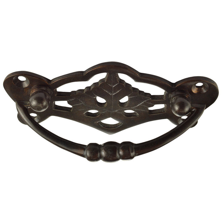 4 Inch Solid Brass Ornate Broken Leaf Bail Pull  (Oil Rubbed Bronze) COPPER MOUNTAIN HARDWARE