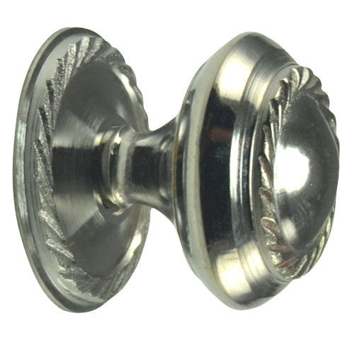 1 1/4 Inch Solid Brass Georgian Roped Round Knob (Polished Chrome Finish) COPPER MOUNTAIN HARDWARE