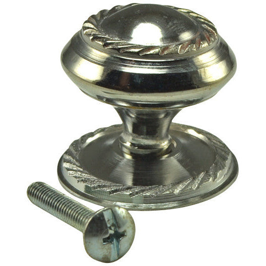 1 1/4 Inch Solid Brass Georgian Roped Round Knob (Polished Chrome Finish) COPPER MOUNTAIN HARDWARE