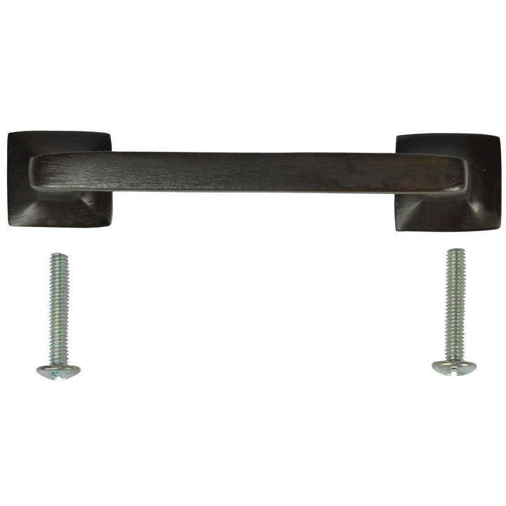 4 1/4 Inch Overall (3.25 Inch c-c) Solid Brass Square Traditional Pull (Oil Rubbed Bronze Finish) COPPER MOUNTAIN HARDWARE