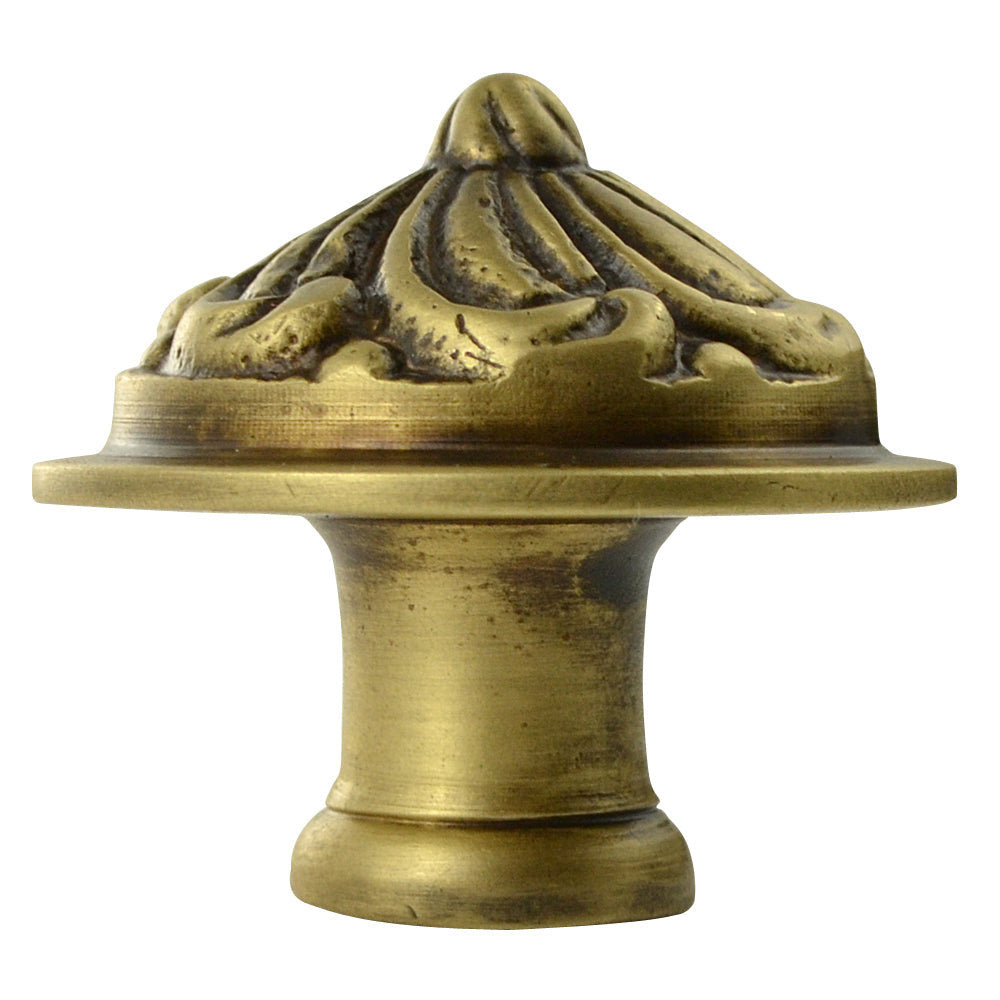 1 1/3 Inch Solid Brass Swirl Knob (Antique Brass Finish) COPPER MOUNTAIN HARDWARE