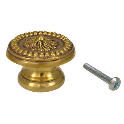 1 1/2 Inch Solid Brass Victorian Beaded Swirl Knob (Polished Brass Finish) COPPER MOUNTAIN HARDWARE