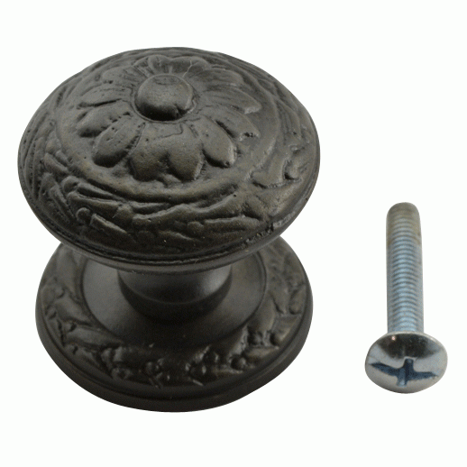 1 1/4 Inch Ornate Round Solid Brass Knob (Oil Rubbed Bronze Finish) COPPER MOUNTAIN HARDWARE