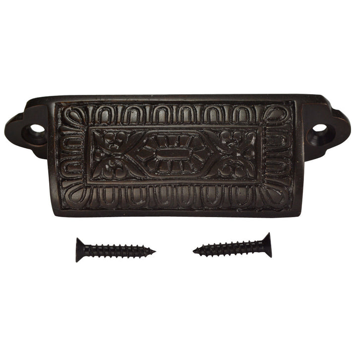 3 5/8 Inch Overall (3 Inch c-c) Traditional Square Eastlake Style Bin Pull (Oil Rubbed Bronze  Finish) COPPER MOUNTAIN HARDWARE