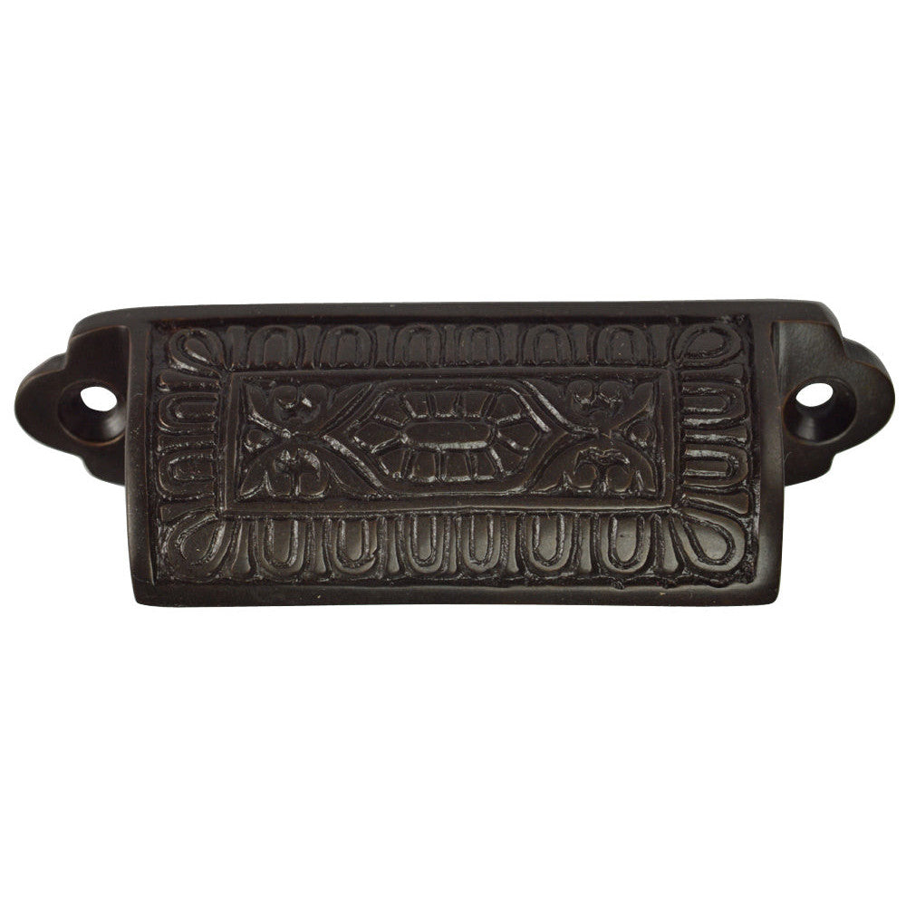 3 5/8 Inch Overall (3 Inch c-c) Traditional Square Eastlake Style Bin Pull (Oil Rubbed Bronze  Finish) COPPER MOUNTAIN HARDWARE