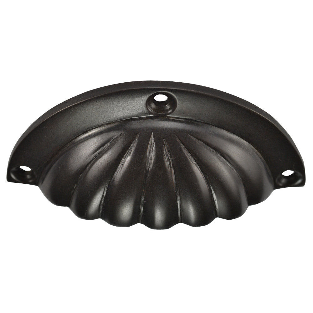 3 1/2 Inch Overall (3 Inch c-c) Solid Brass Scalloped Cup Pull