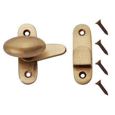 Traditional Solid Brass Oval Knob Latch Set (Antique Brass Finish) COPPER MOUNTAIN HARDWARE