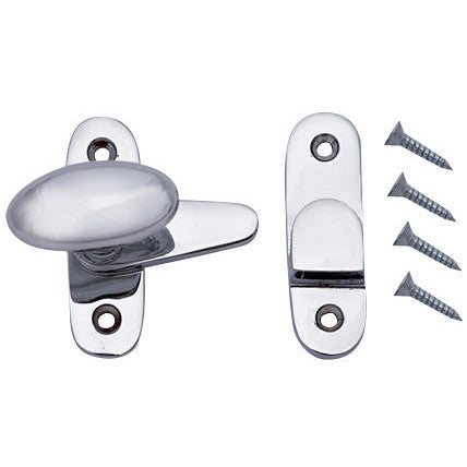 Traditional Solid Brass Oval Knob Latch Set (Polished Chrome Finish) COPPER MOUNTAIN HARDWARE