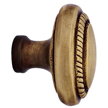 1 1/2 Inch Solid Brass Georgian Roped Egg Shaped Knob (Antique Brass Finish) COPPER MOUNTAIN HARDWARE