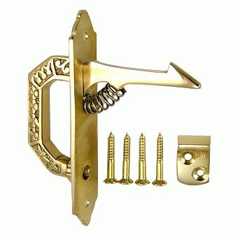 3 7/8 Solid Brass East Lake Pattern Cabinet Latch (Polished Brass Finish) COPPER MOUNTAIN HARDWARE