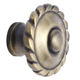 1 1/2 Inch Solid Brass Georgian Roped Knob (Antique Brass Finish) COPPER MOUNTAIN HARDWARE