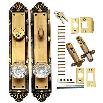 Ribbon & Reed Oval Deadbolt Entryway Set (Antique Brass Finish) COPPER MOUNTAIN HARDWARE