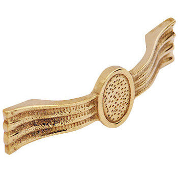 4 3/8 Inch Overall (3 1/4 Inch c-c) Solid Brass Hammered Drawer Pull (Polished Brass Finish) COPPER MOUNTAIN HARDWARE