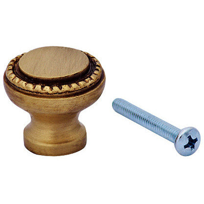 1 Inch Solid Brass Round Knob (Antique Brass Finish) COPPER MOUNTAIN HARDWARE