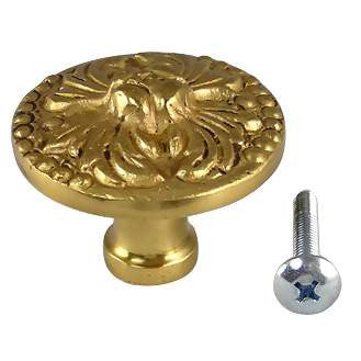 1 1/2 Inch Polished Brass Rococo Cabinet Knob (Several Finishes Available) COPPER MOUNTAIN HARDWARE