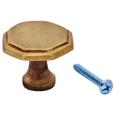 1 5/8 Inch Solid Brass Octagonal Cabinet Knob (Antique Brass Finish) COPPER MOUNTAIN HARDWARE