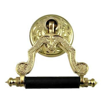 2 3/4 Inch Solid Brass and Ebony Wood Temple Drop Pull (Polished Brass Finish) COPPER MOUNTAIN HARDWARE