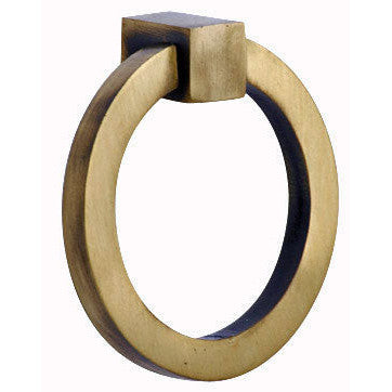 3 Inch Mission Style Solid Brass Drawer Ring Pull (Antique Brass) COPPER MOUNTAIN HARDWARE