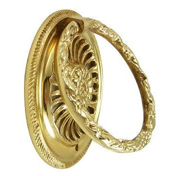 3 5/8 Inch Solid Brass Radiant Flower Drawer Ring Pull Polished Brass COPPER MOUNTAIN HARDWARE