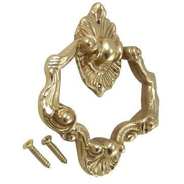 4 Inch Ornate Shell Pattern Ring Pull (Polished Brass Finish) COPPER MOUNTAIN HARDWARE