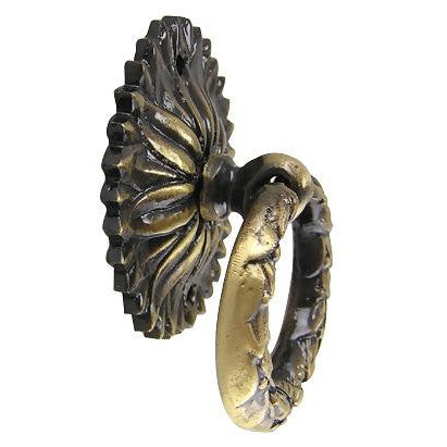 2 Inch Solid Brass Radiant Leaves Drawer Ring Pull (Antique Brass) COPPER MOUNTAIN HARDWARE