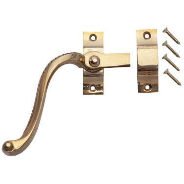 Solid Brass Left Hinge Window Lock Georgian Roped Pattern (Polished Brass Finish) Copper Mountain Hardware