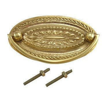 4 Inch Solid Brass Oval Drop Style Pull (Polished Brass Finish) COPPER MOUNTAIN HARDWARE