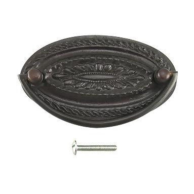 4 Inch Solid Brass Oval Drop Style Pull (Oil Rubbed Bronze Finish) COPPER MOUNTAIN HARDWARE