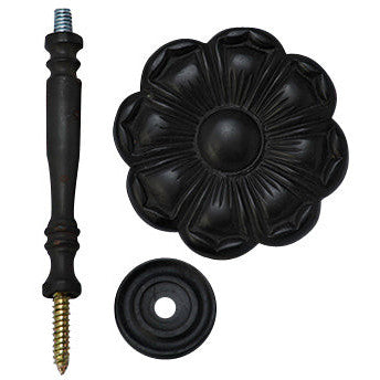 2 7/8 Inch Wide Solid Brass Curtain Tie Back - Large Flower Button (Oil Rubbed Bronze) COPPER MOUNTAIN HARDWARE