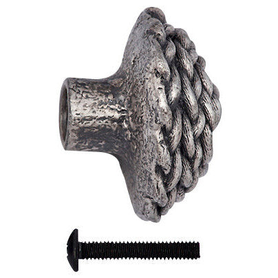 1 3/8 Inch Solid Pewter Decorative Rope Knob COPPER MOUNTAIN HARDWARE