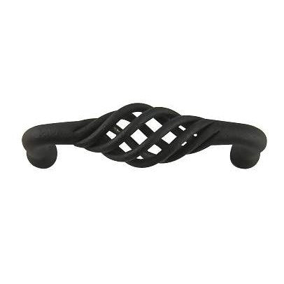 3 3/8 Inch (3 Inch c-c) Wrought Steel Lafayette Fixed Pull (Matte Black Finish) EMTEK