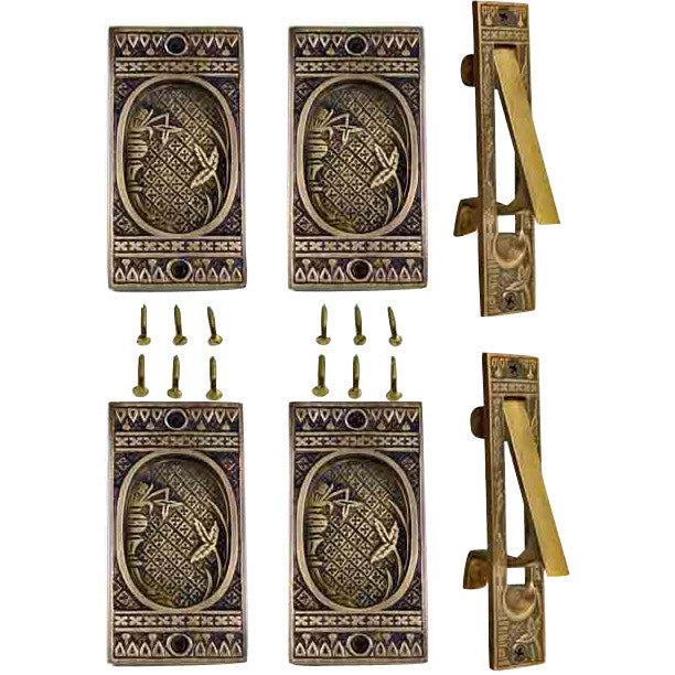 Broken Leaf Double Pocket Passage Style Door Set (Antique Brass) COPPER MOUNTAIN HARDWARE