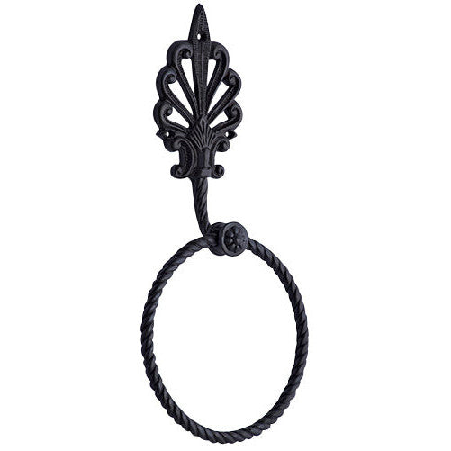 Art Deco Fleur De Lis Towel Ring (Black Bronze Finish) COPPER MOUNTAIN HARDWARE