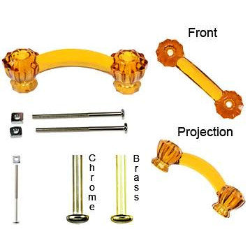 Astoria 4 1/4 Inch Overall (3 Inch c-c) Amber Decagon Teardrop Shape Glass Pull COPPER MOUNTAIN HARDWARE