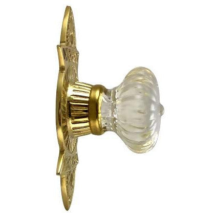 1 3/4 Inch Crystal Swirl Knob Eastlake Backplate (Polished Brass Finish) COPPER MOUNTAIN HARDWARE