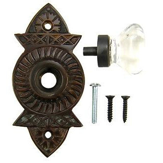 1 3/8 Inch Crystal Octagon Knob Eastlake Backplate (Oil Rubbed Bronze Finish) COPPER MOUNTAIN HARDWARE