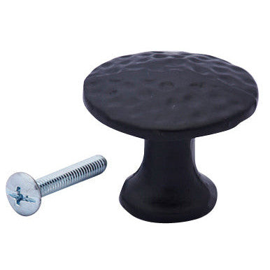 1 3/8 Inch Solid Iron Flat Rustic Cabinet Knob (Matte Black Finish) COPPER MOUNTAIN HARDWARE