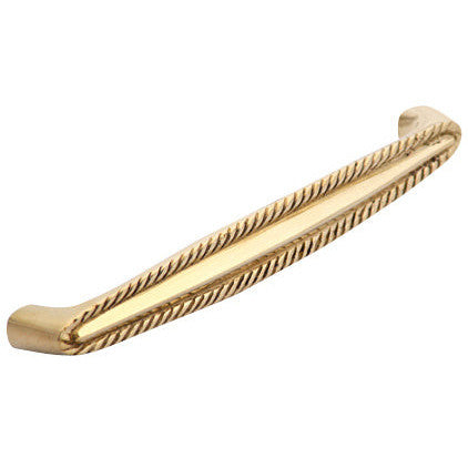 5 1/2 Inch Overall (5 Inch c-c) Solid Brass Georgian Roped Style Pull (Polished Brass Finish) COPPER MOUNTAIN HARDWARE