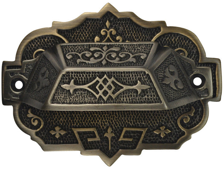 COPPER MOUNTAIN HARDWARE 4 3/8 Inch Overall Solid Brass Eastlake Cup & Bin Pull With Backplate