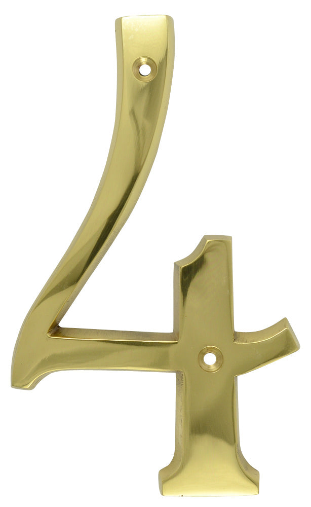 COPPER MOUNTAIN HARDWARE Solid Brass 6 Inch Tall Number 4
