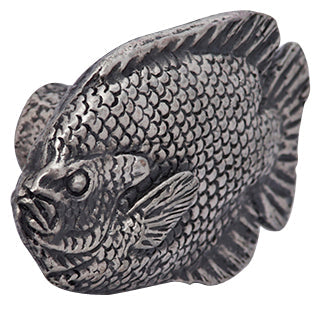 2 Inch Ocean Seaside Nautical Solid Pewter Decorative Large Fish Knob (Satin Pewter Finish) COPPER MOUNTAIN HARDWARE