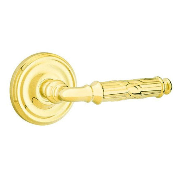 Solid Brass Ribbon & Reed Lever With Regular Rosette EMTEK