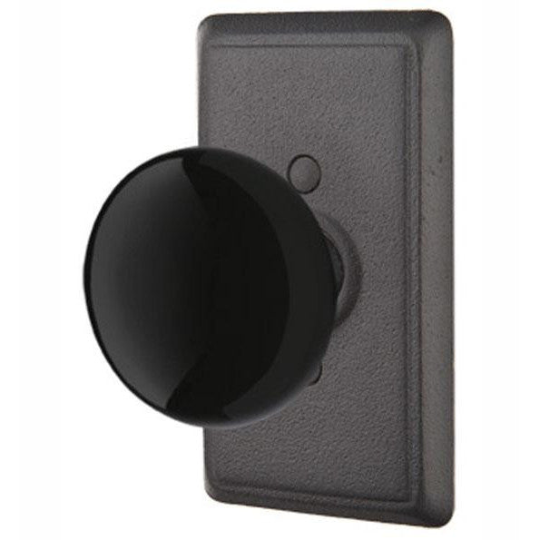 Solid Brass Black Madison Door Knob Set With Rectangular Rosette (Several Finish Options) EMTEK