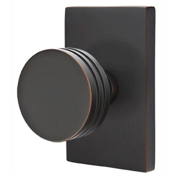 Emtek Solid Brass Bern Door Knob Set With Modern Rectangular Rosette (Several Finish Options) EMTEK