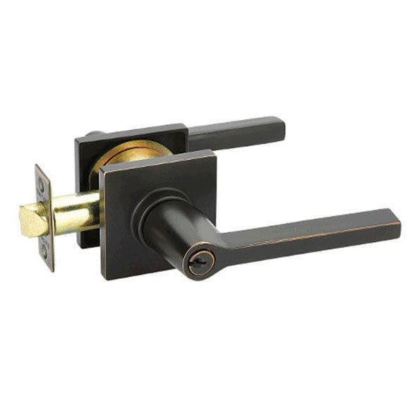 Emtek Solid Brass Helios Key In Door Lever with Square Rosette EMTEK