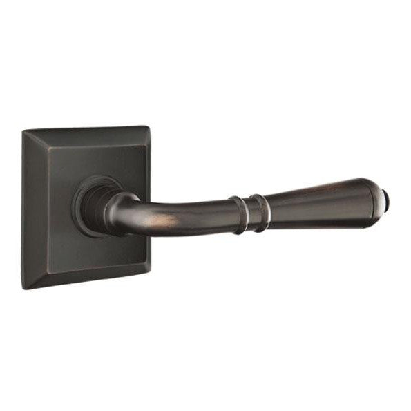 Brass Classic Hardware - Double Dummy Turino Door Lever With Quincy Rosette in Flat Black - 8531TUS19 - Emtek Hardware EMTEK