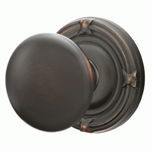 2 1/4 Inch Solid Brass Providence Door Knob Set With Ribbon & Reed Rosette (Several Finish Options) EMTEK